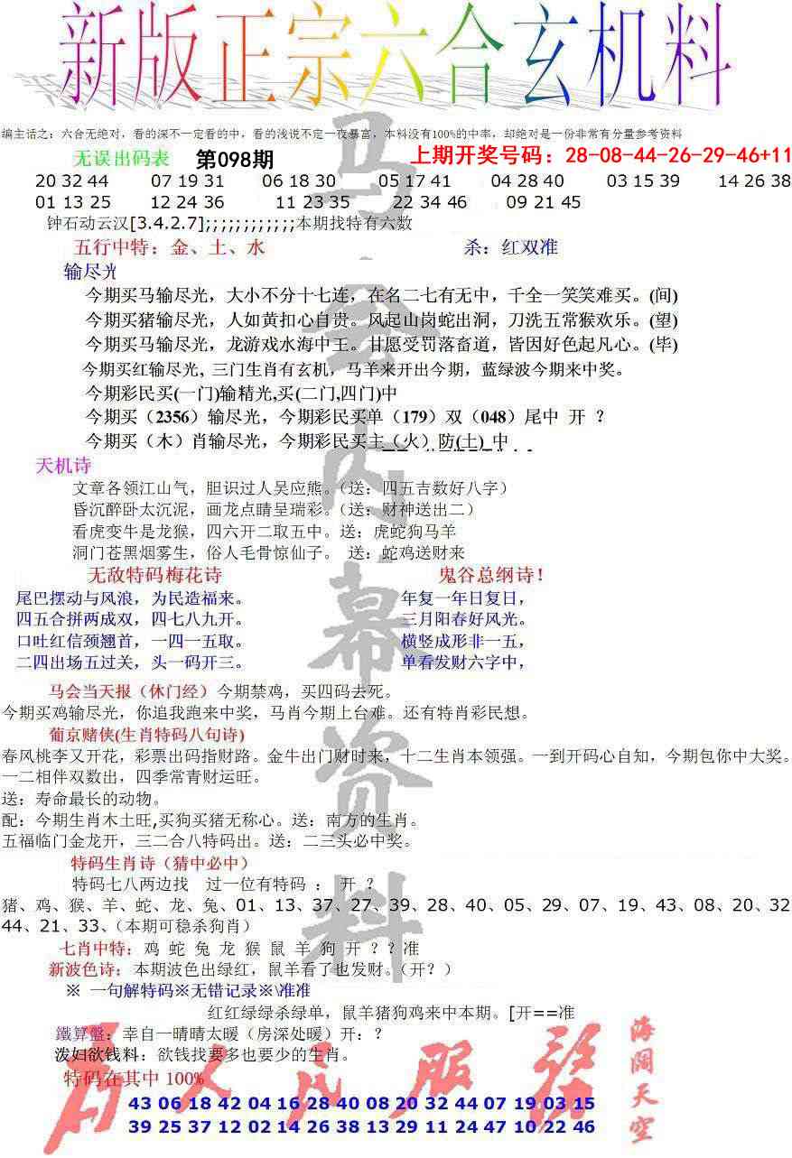 098期正宗六合玄机料[图]